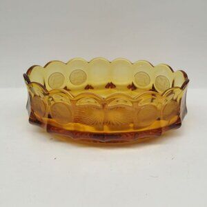 Fostoria Elegant Glass Amber COIN 8 3/4 Inch Oval Serving or Vegetable Bowl